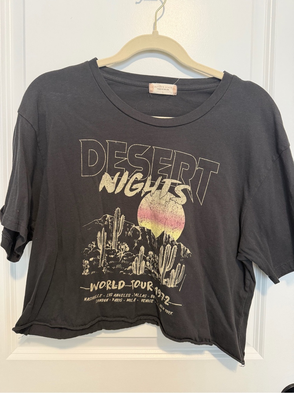 Altar'd State Black Tee with Cream Label